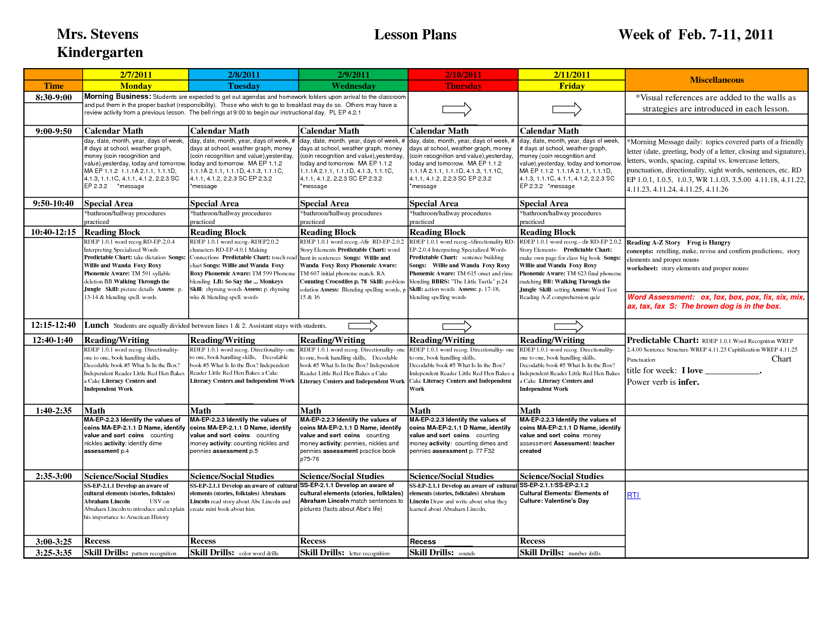 001-Template-Ideas-Kindergarten-Lesson | Lesson Plan