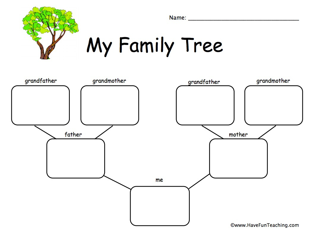 1 Child Family Tree Worksheet