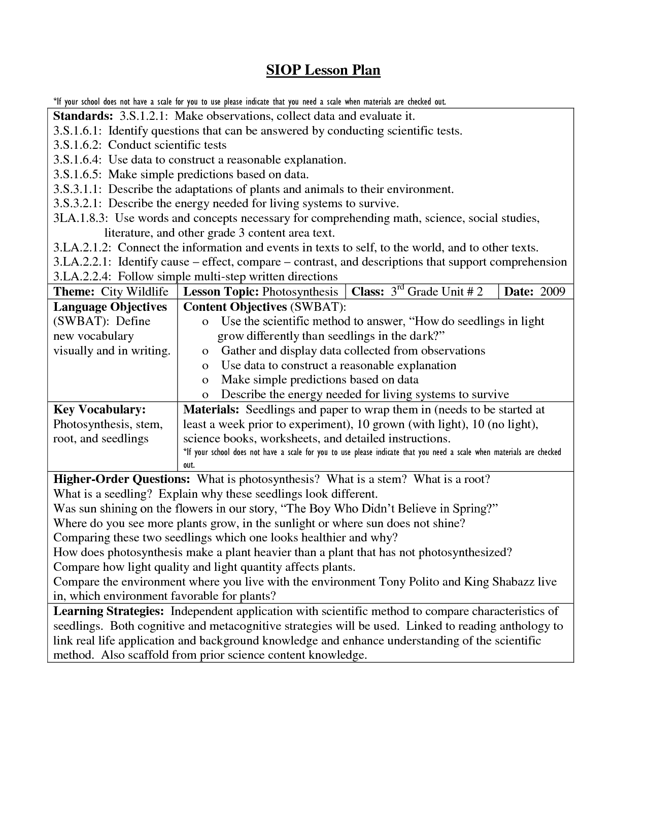 16 Awesome Siop Lesson Plan Template 2 Example | Lesson Plan