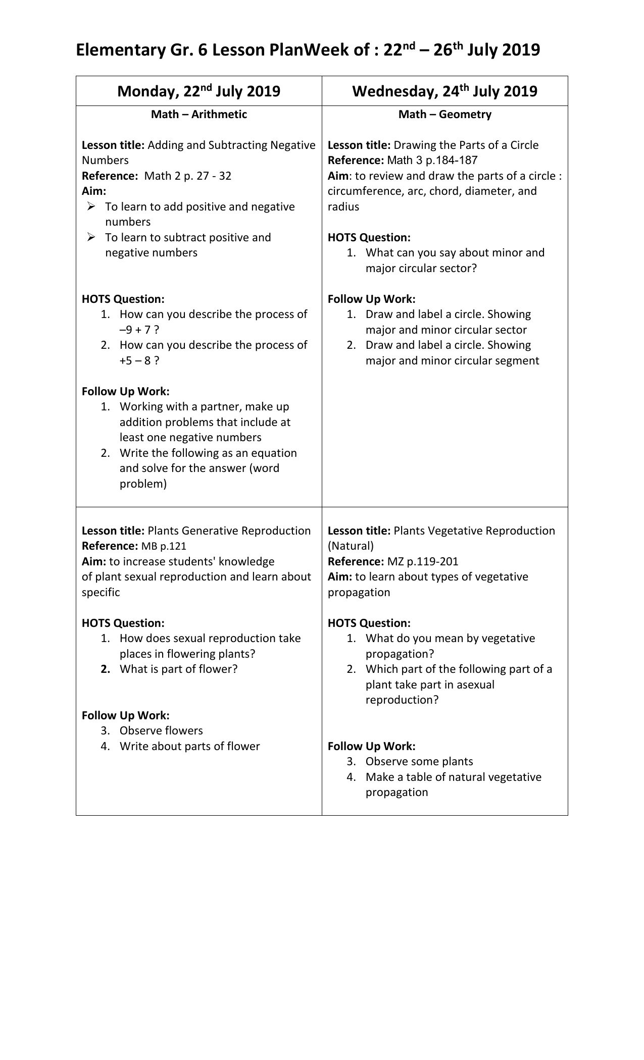 Printable Montessori Lesson Plan Template