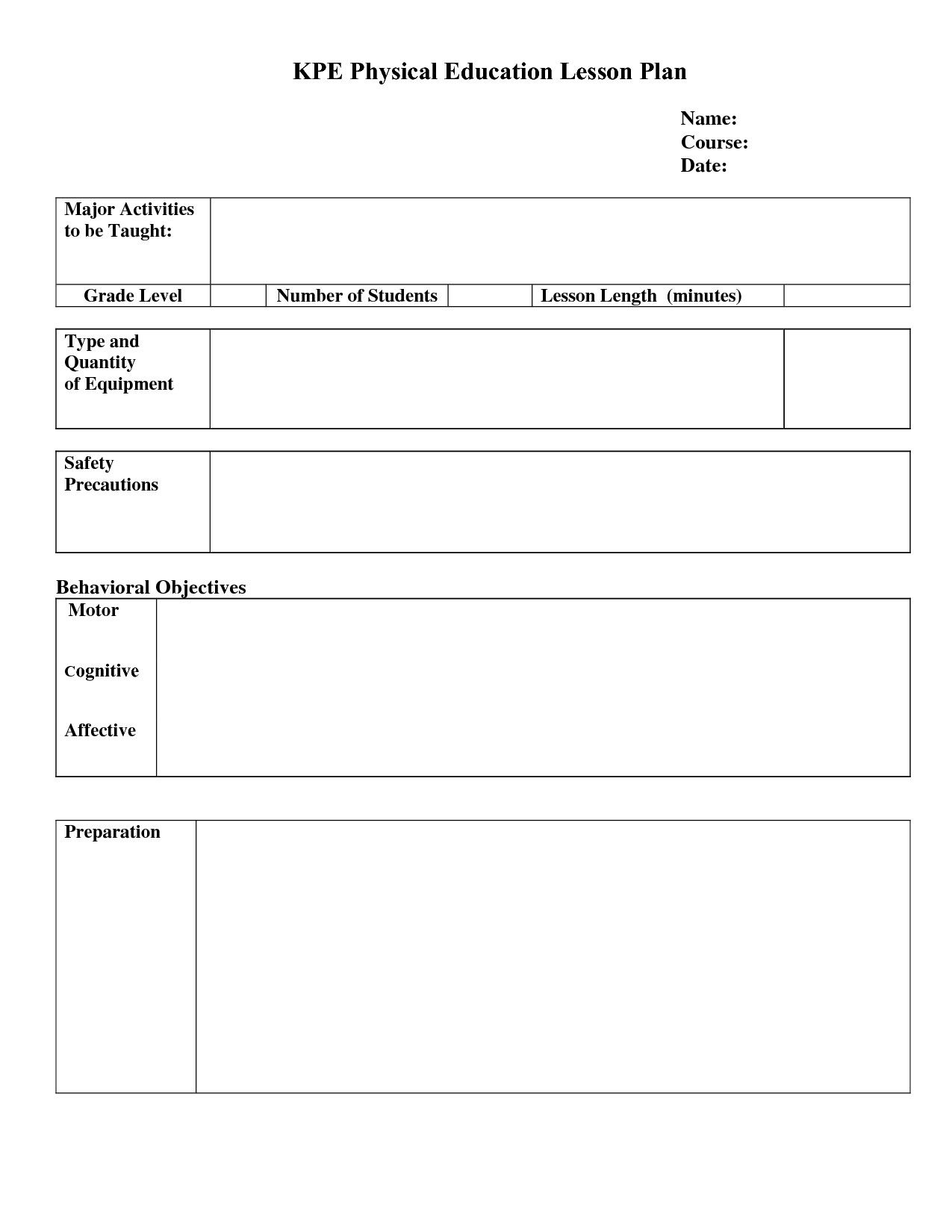 20 Physical Education Lesson Plans Template In 2020