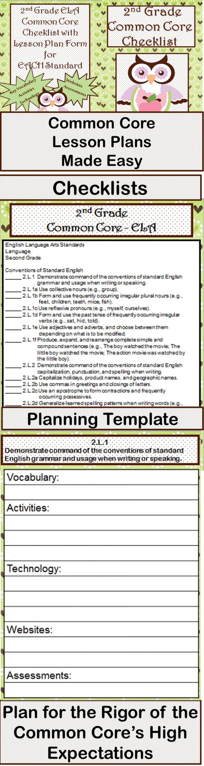 2Nd Grade Ela Common Core Checklist - Lesson Planning Form