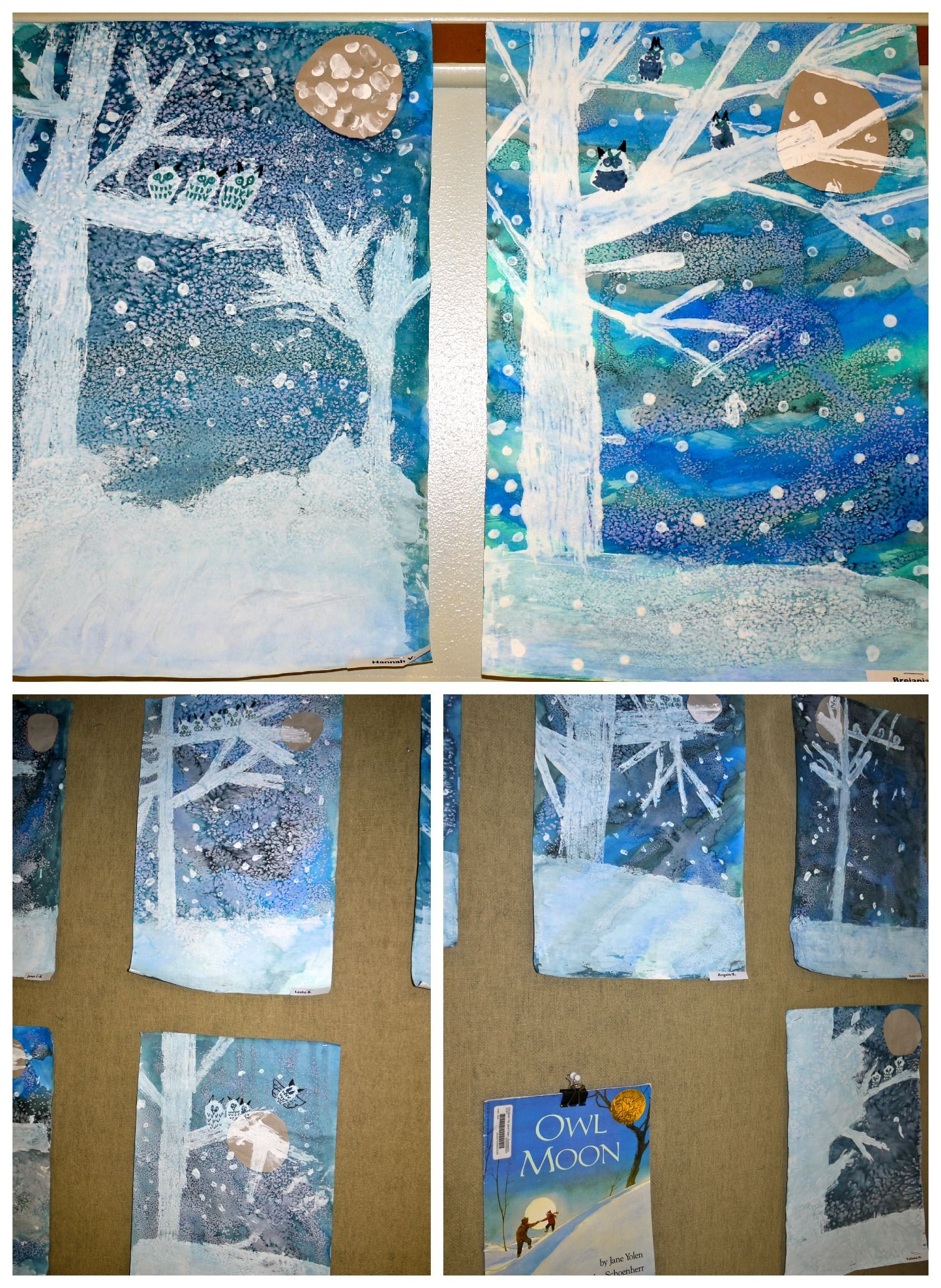 3Rd Grade Owl Moon Landscapes | Owl Moon, Elementary Art