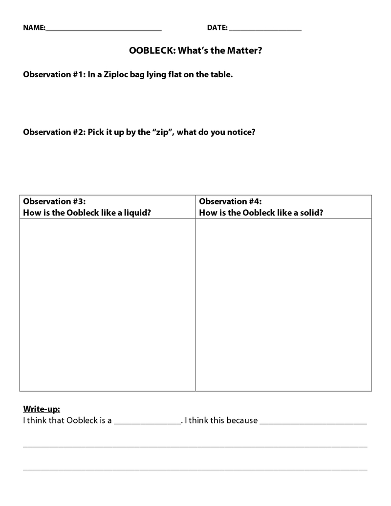 3Rd Grade Science Activity. Oobleck: What&amp;#039;s The Matter