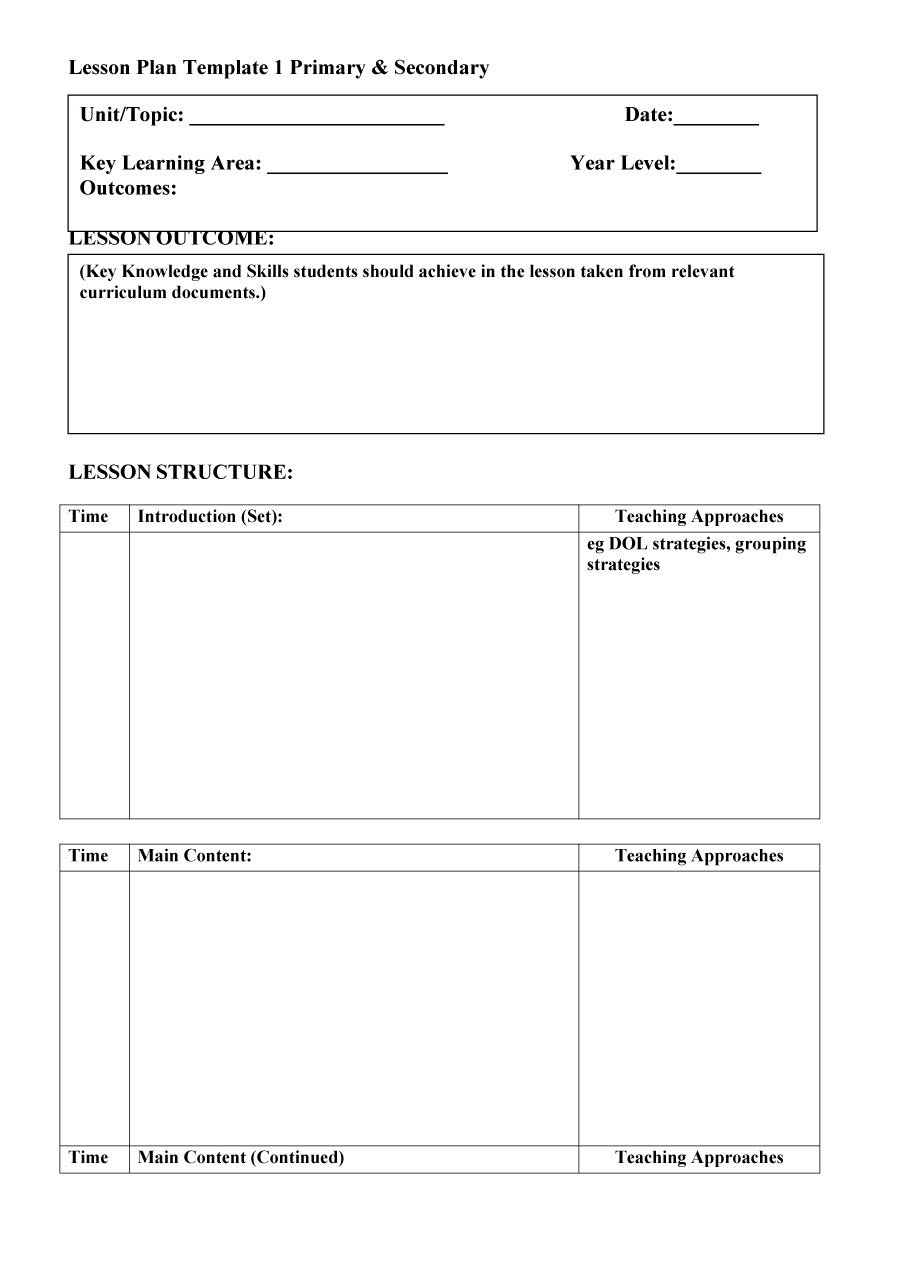 44 Free Lesson Plan Templates [Common Core, Preschool