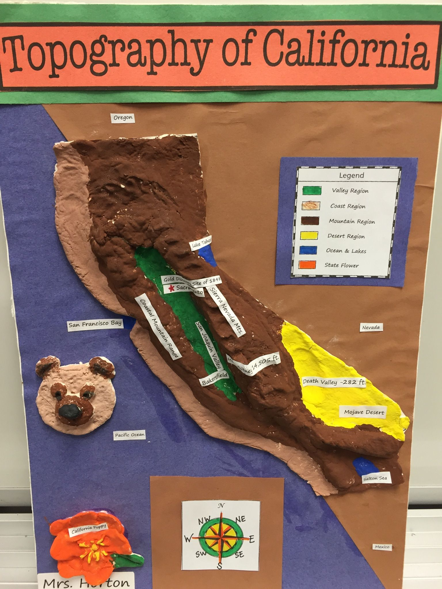 4Th Grade California Regions Topography Map | California