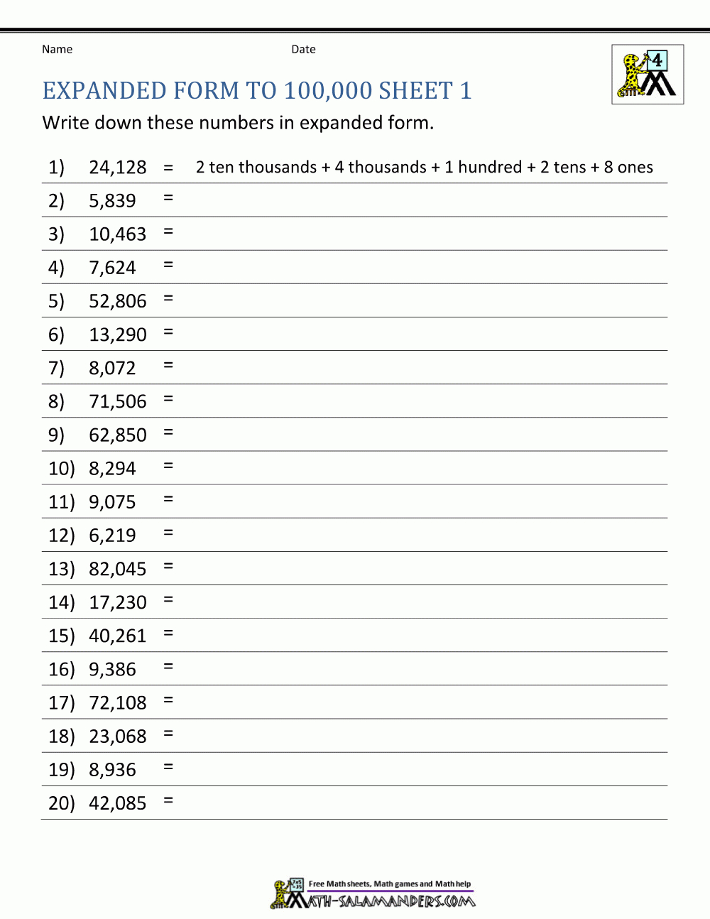 4Th Grade Math Worksheets | Expanded Form Math, Expanded