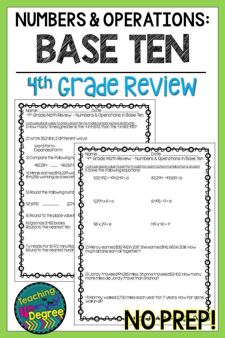 4Th Grade Place Value And Operations Review | Math Lesson