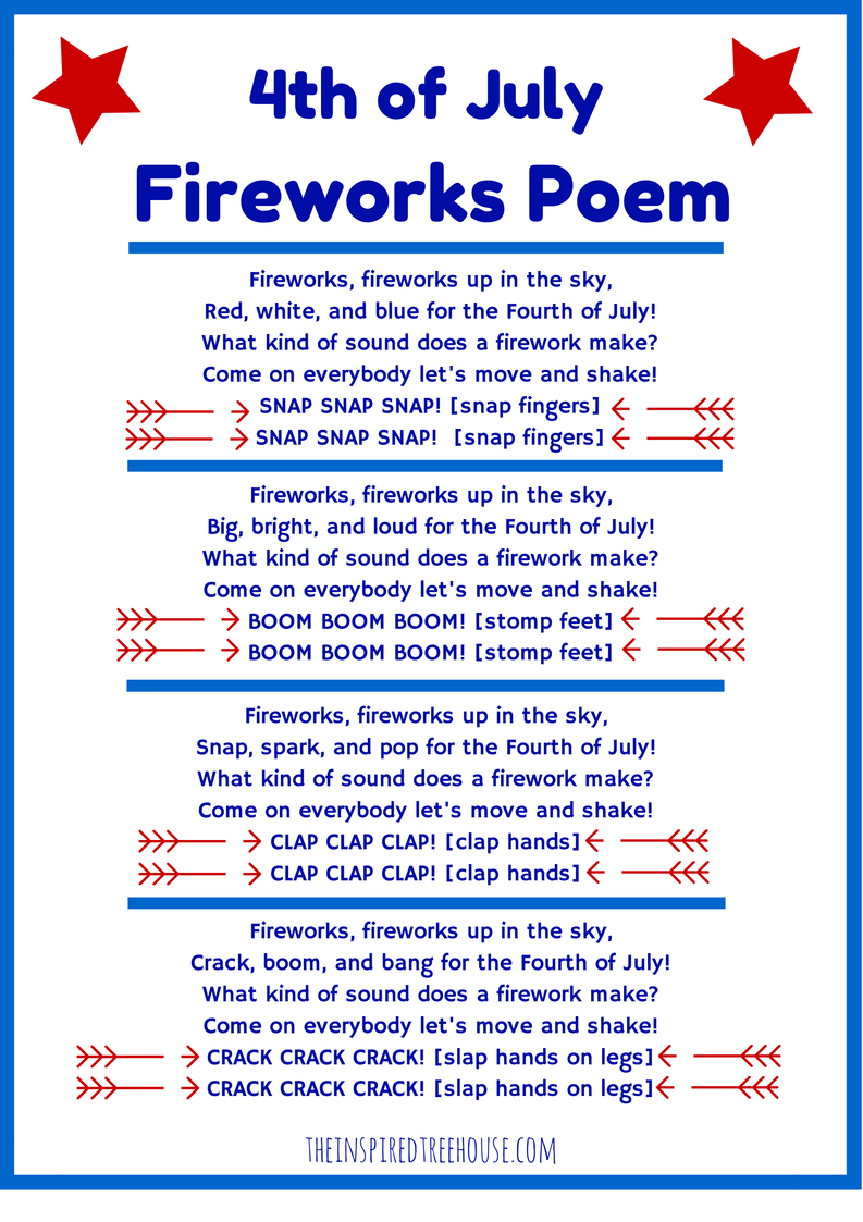 4Th Of July Poem And Movement Activity For Kids | 4Th Of