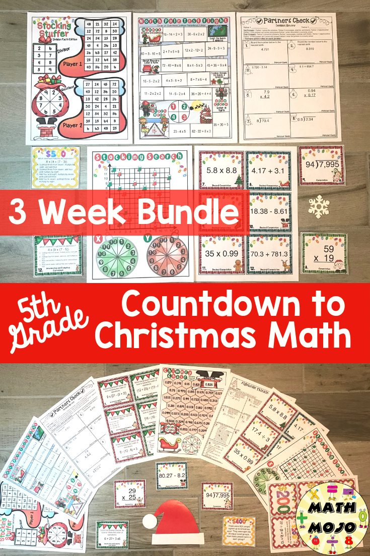 5Th Grade Christmas Math Activities: 3 Week Bundle