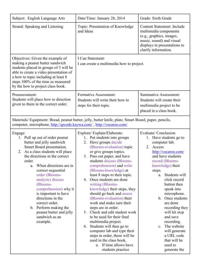 6Th Grade Lesson Plan