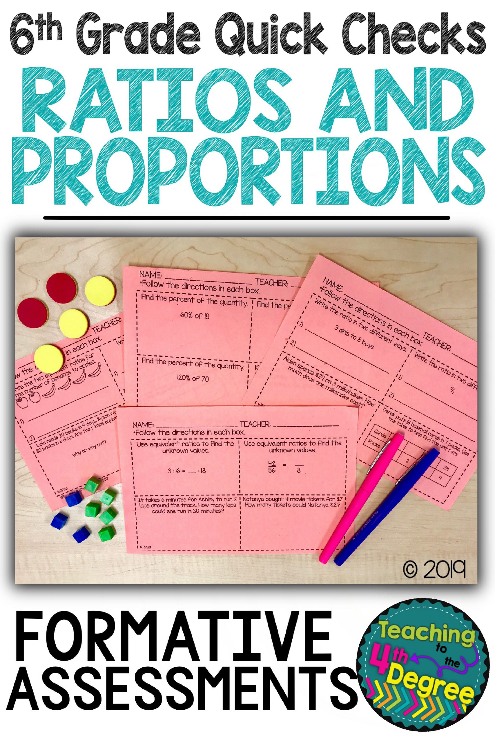 6Th Grade Ratios &amp;amp; Proportions Exit Tickets | Ratios