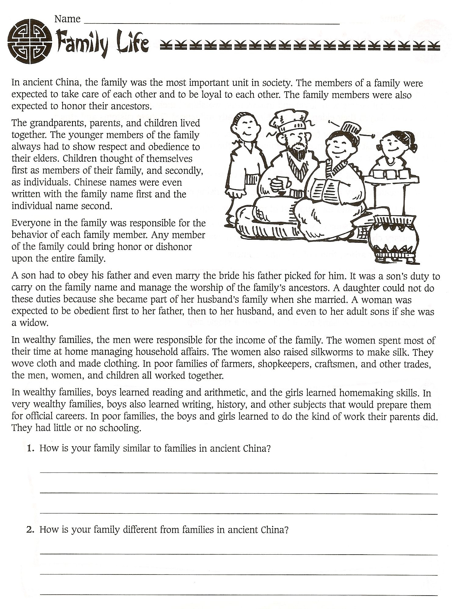 6Th Grade Social Studies Ancient China Worksheets - Free