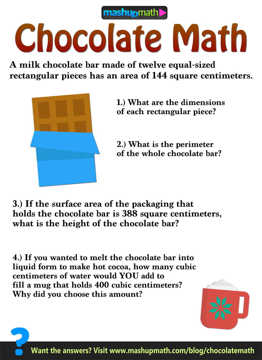 6Th Grade Surface Area Activities : Chocolate Math — Mashup Math