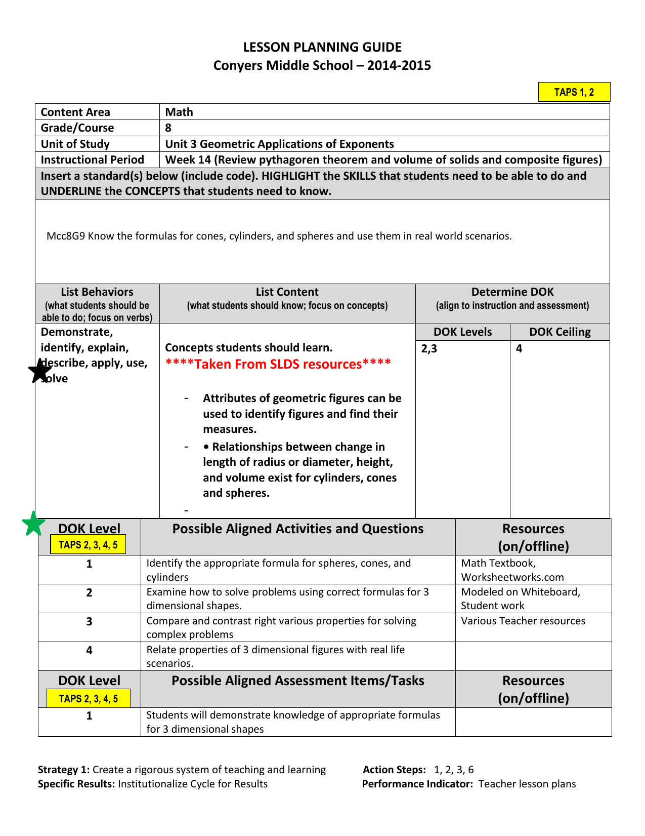 8Th Grade Lesson Plan – Week Of 11-10