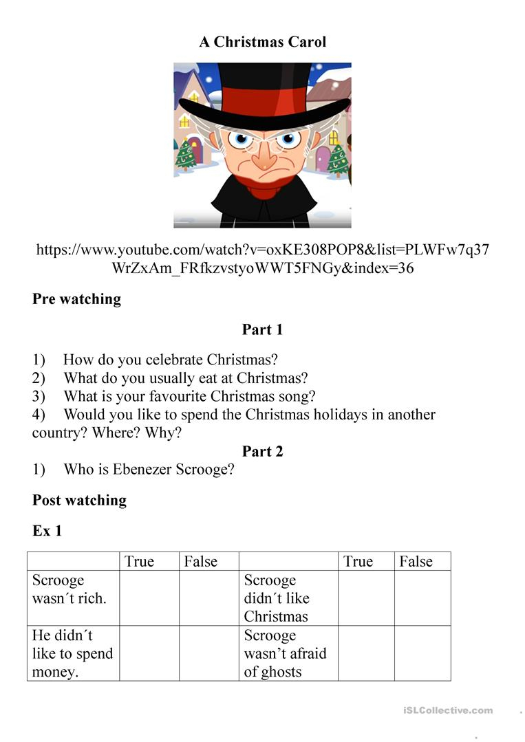 A Christmas Carol - English Esl Worksheets For Distance