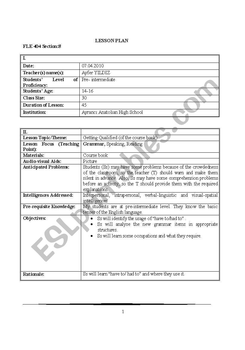 A Sample Lesson Plan On &amp;quot;face2Face&amp;quot; (Cambridge) - Esl