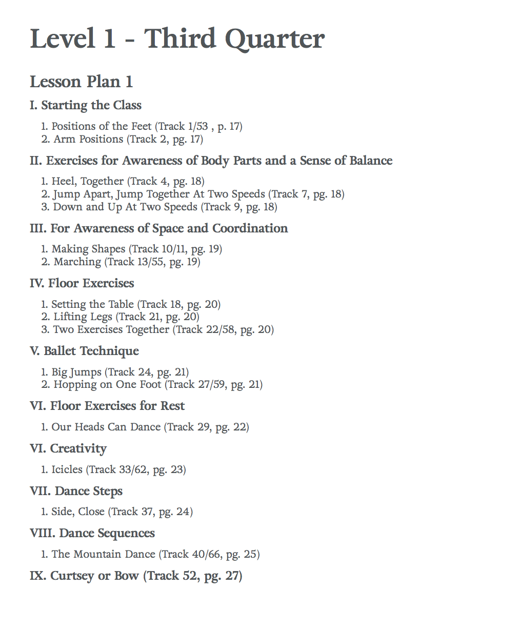 A Year Of Lesson Plans—Level 1 | Ballet Lessons, Teach Dance