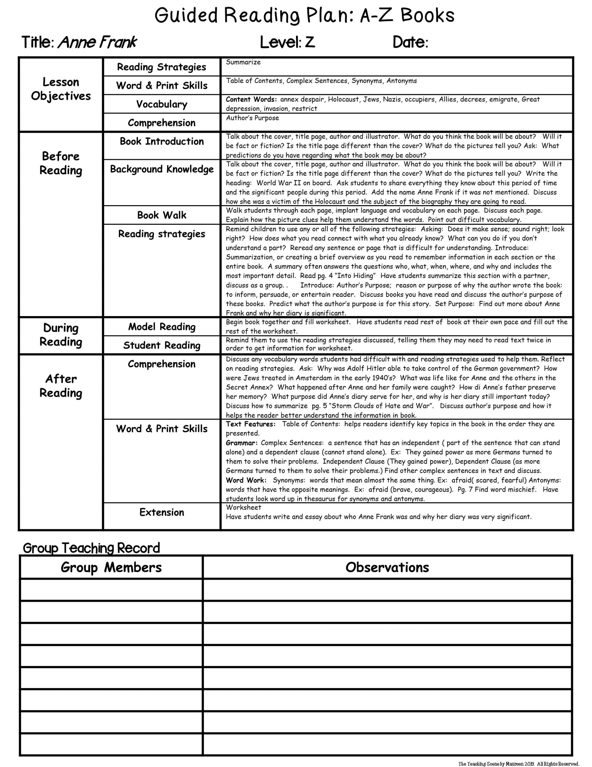 A-Z Leveled Books Support: Guided Reading Lesson Plans Set 3