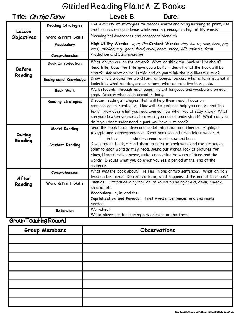 A-Z Leveled Books Support: Guided Reading Lesson Plans Set A