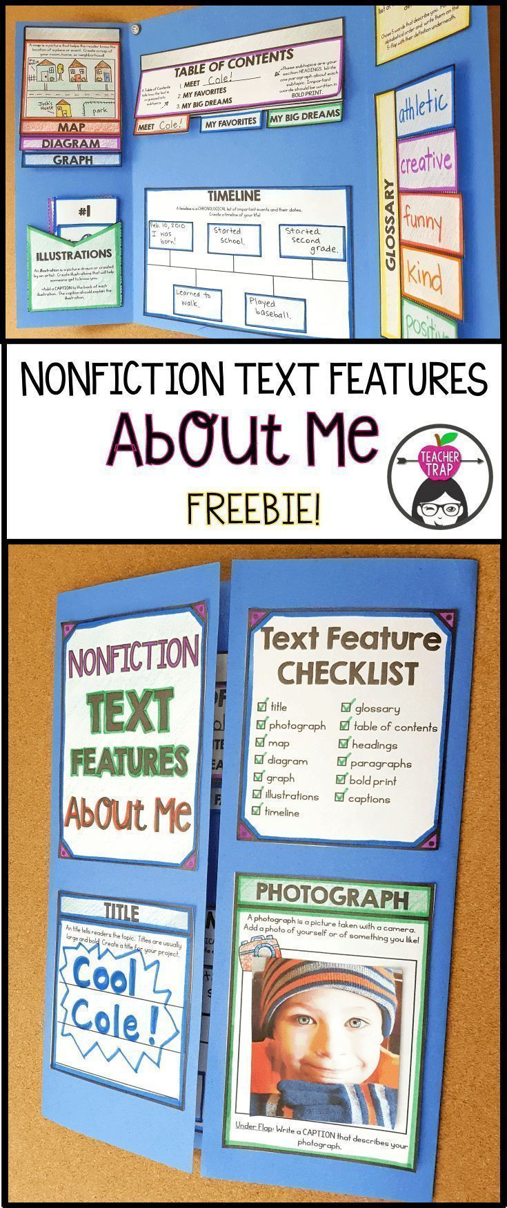 About Me Lapbook With Nonfiction Text Features | Nonfiction