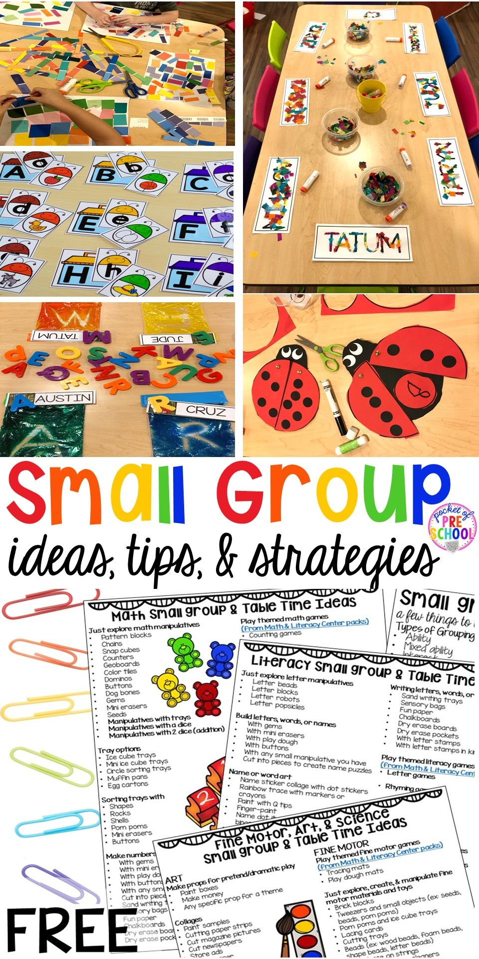 All About Small Group Time - Free Printable Idea List