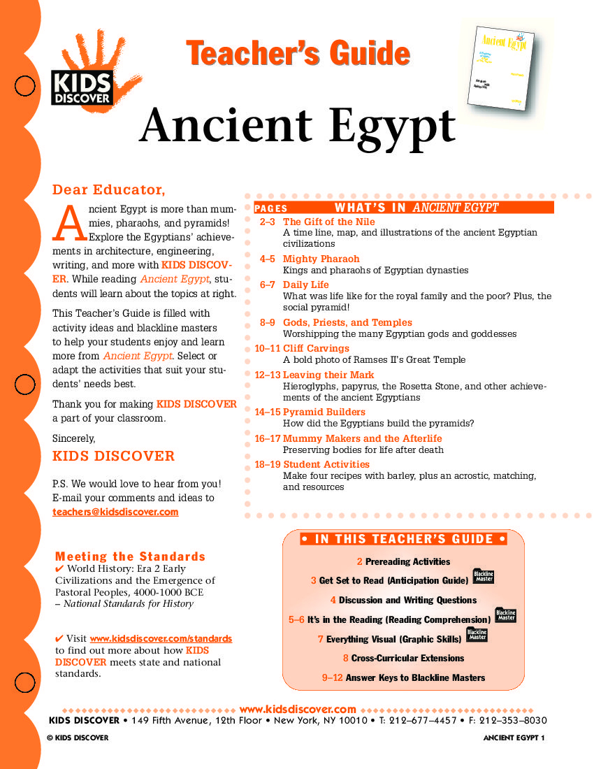 Ancient Egypt | Free Lesson Plans, Kids Discover, Teacher Guides