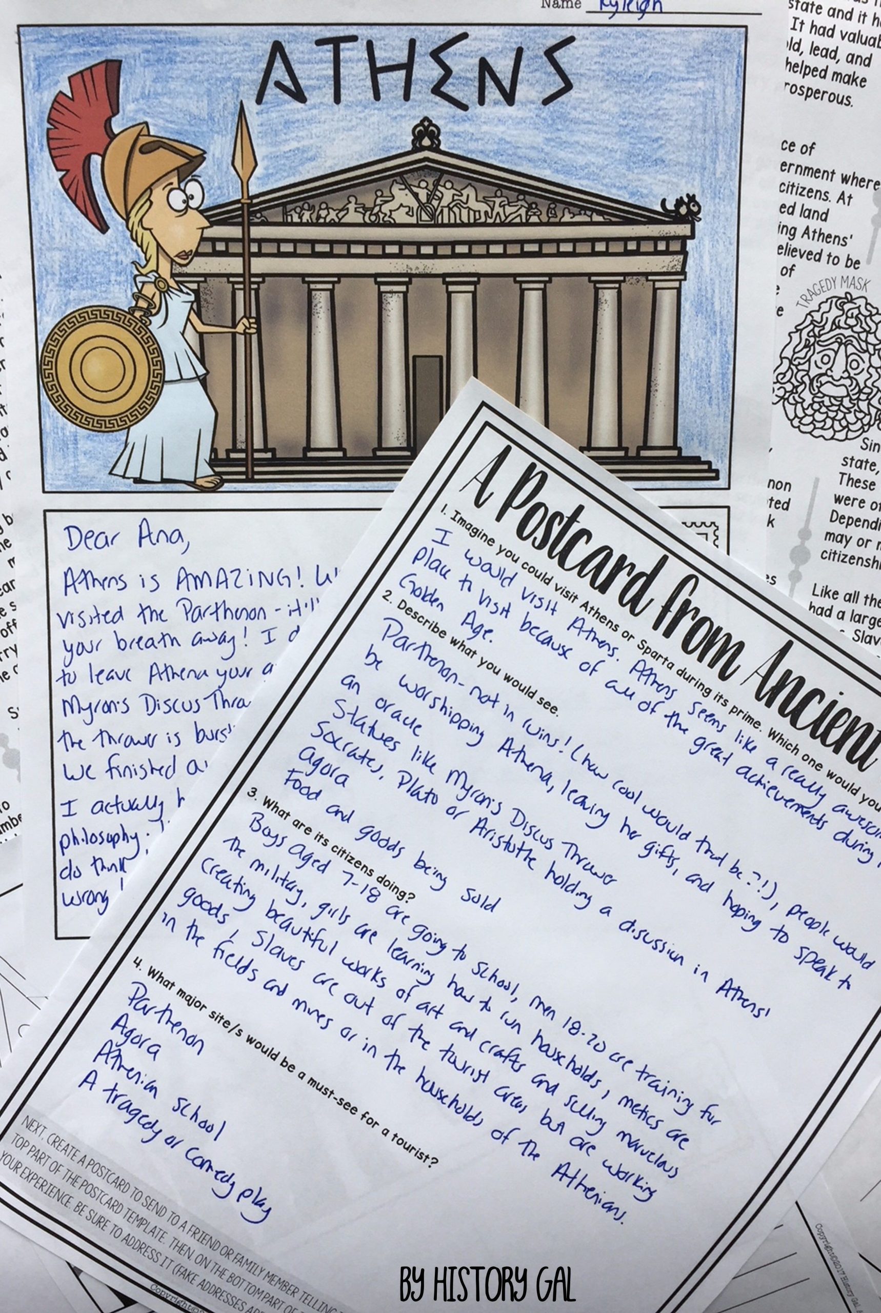 Ancient Greece Postcard Activity For Athens And Sparta