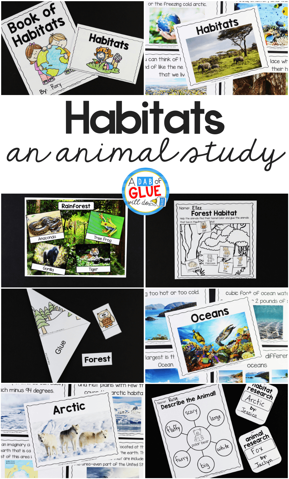 Animal Habitats Science Unit - A Dab Of Glue Will Do
