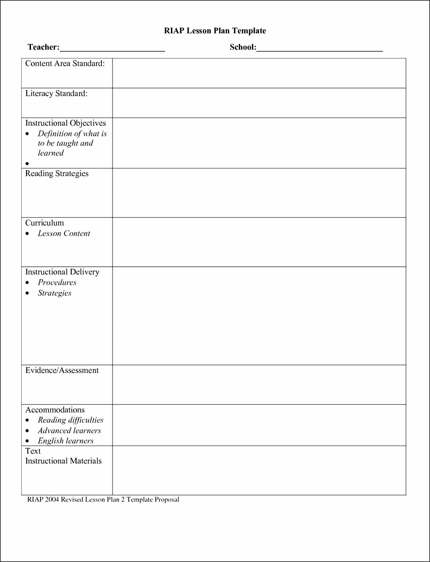 Art Lesson Plan Template Best 8 School Lesson Plan Template