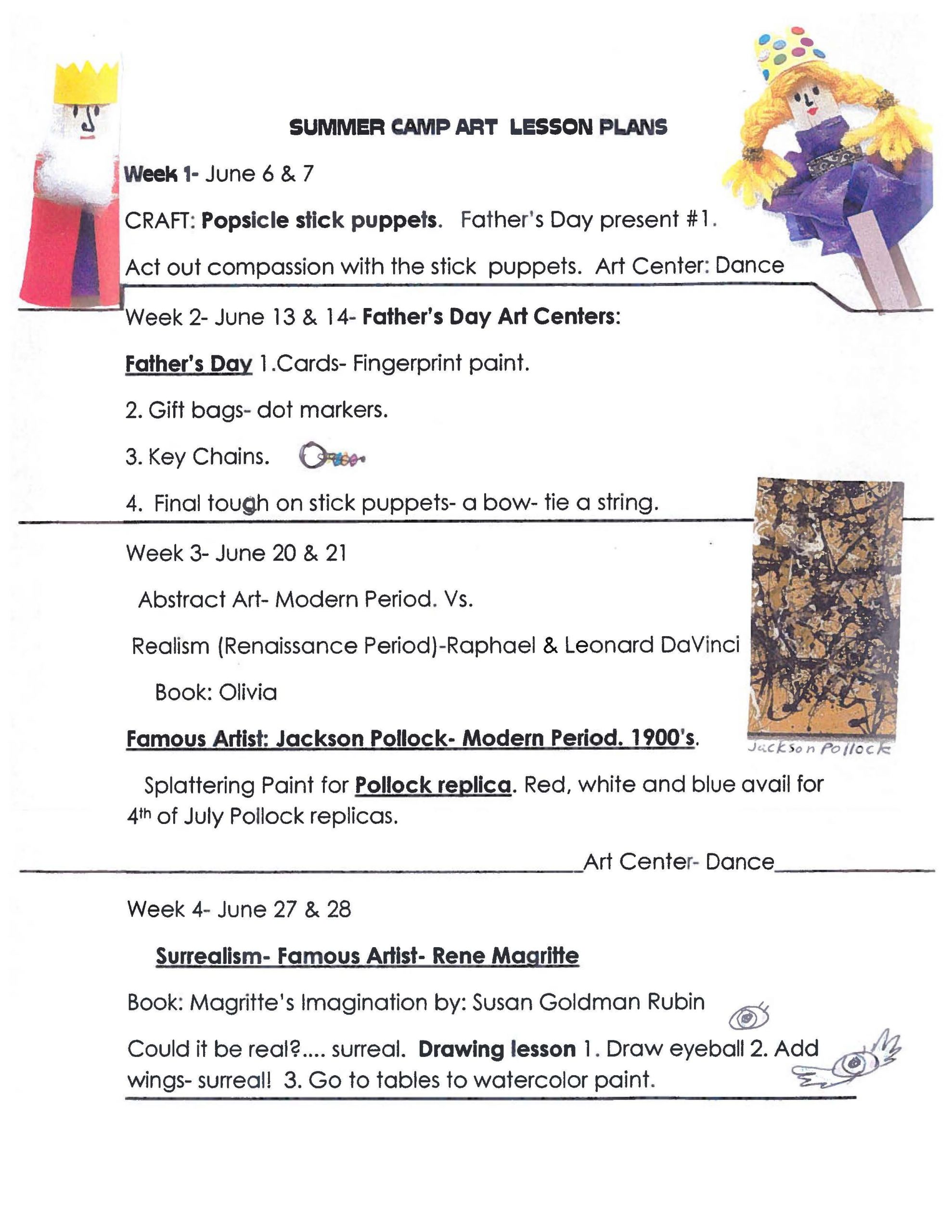 Art Lesson Plans For Summer Camp | Summer School Lesson, Art