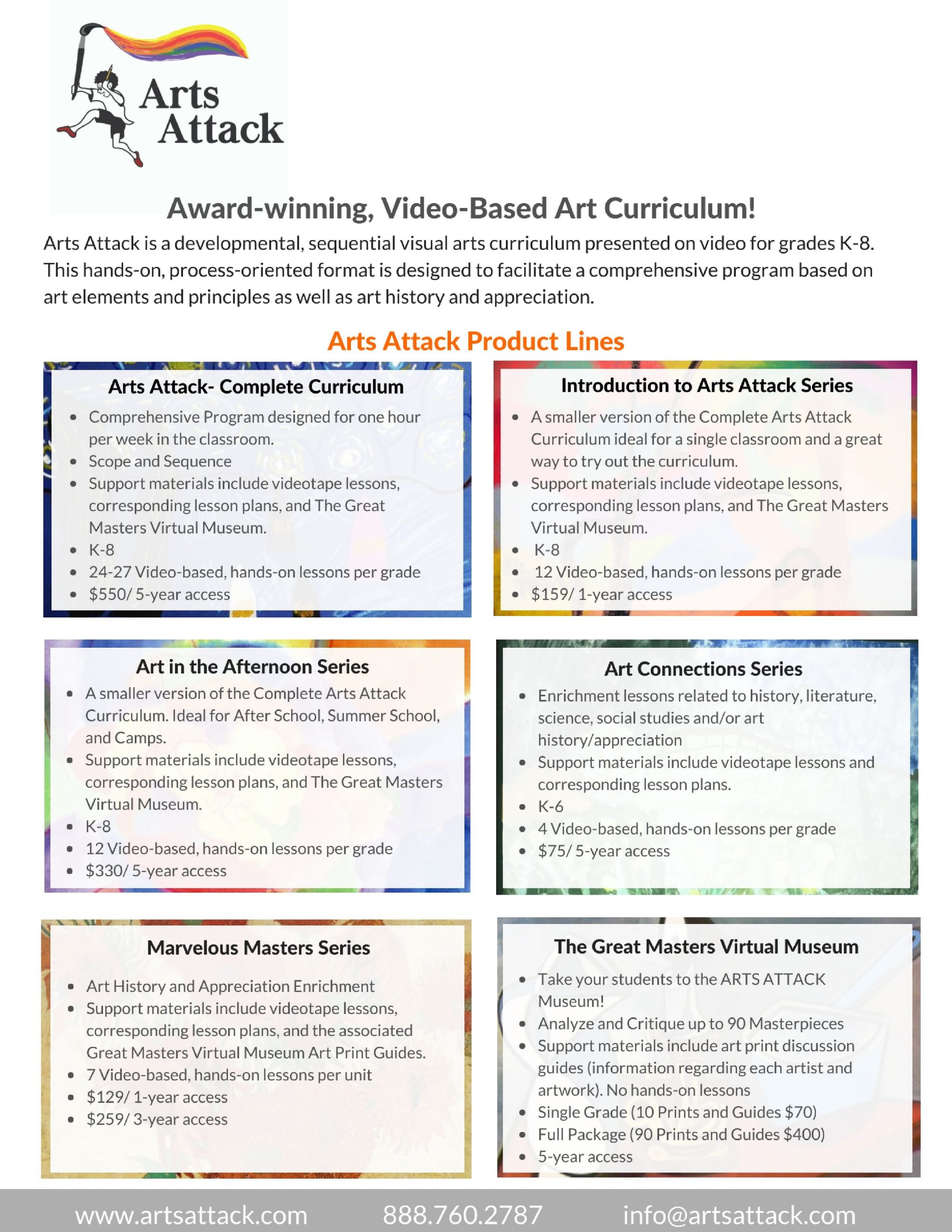 Arts Attack Product Line Descriptions | Curriculum Lesson