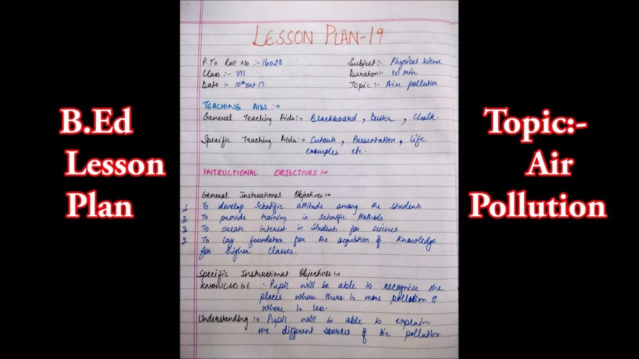 B.ed Lesson Plan Science || Air Pollution || Hd - Youtube