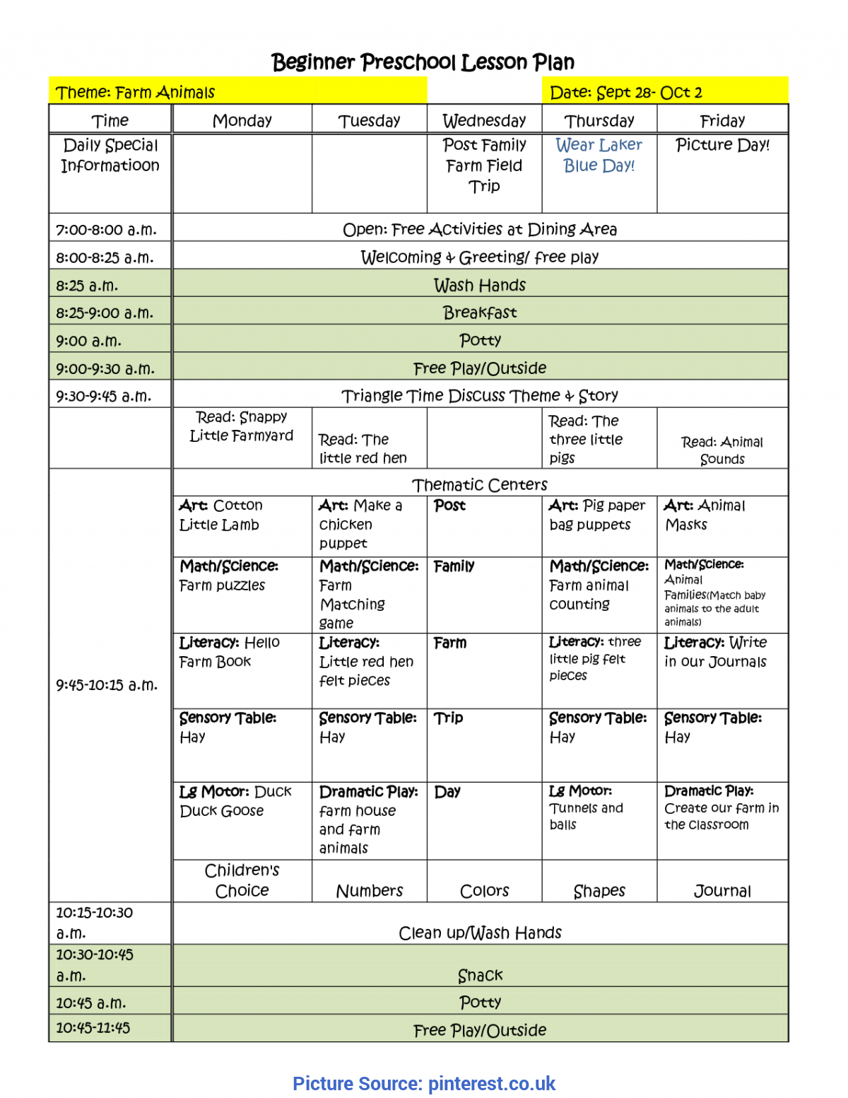 Best Infant Lesson Plan Farm Animals Themes Units Preschool