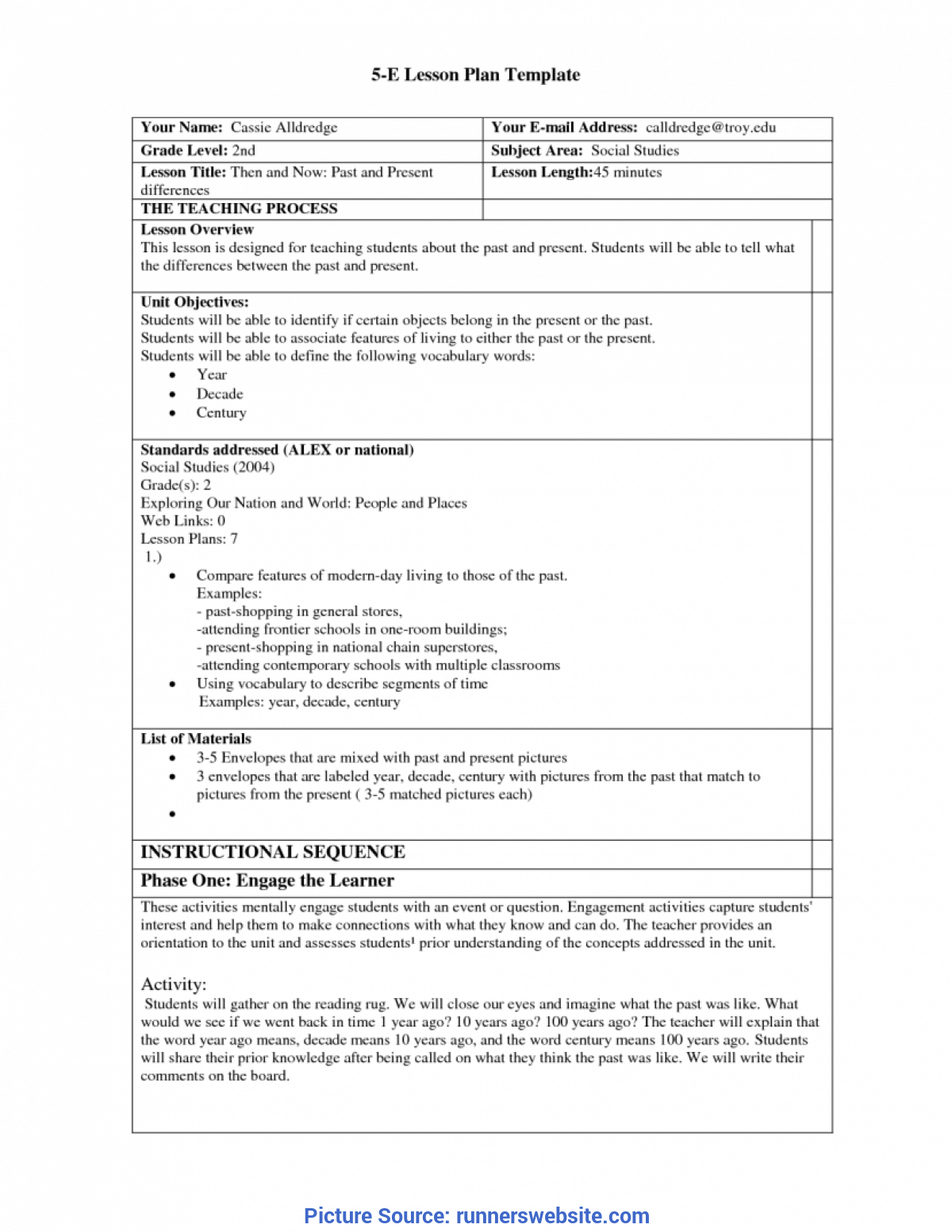 Best Model Lesson Plan For Science 5E Lesson Plan Template 7