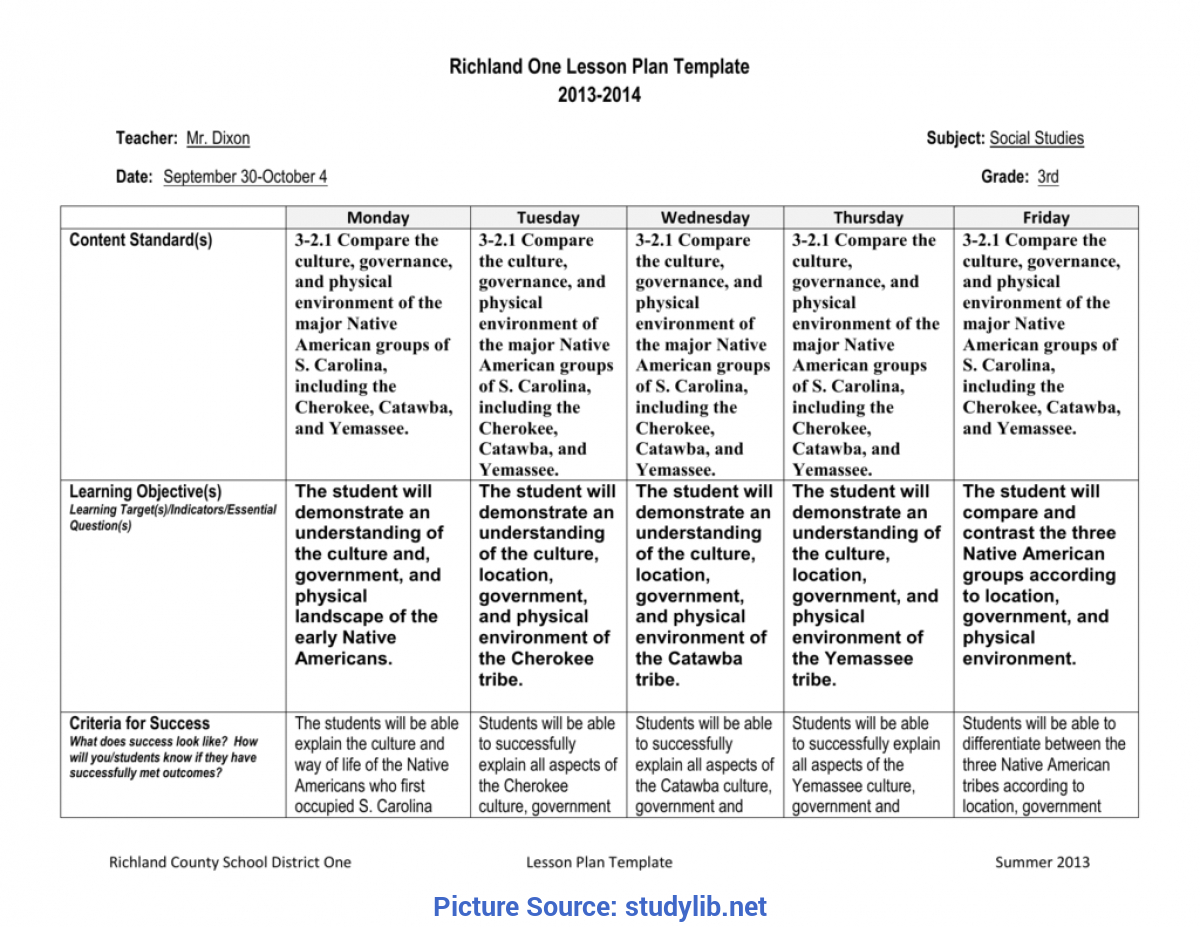 Best Summer School Lesson Plan Template Dixon-New Social