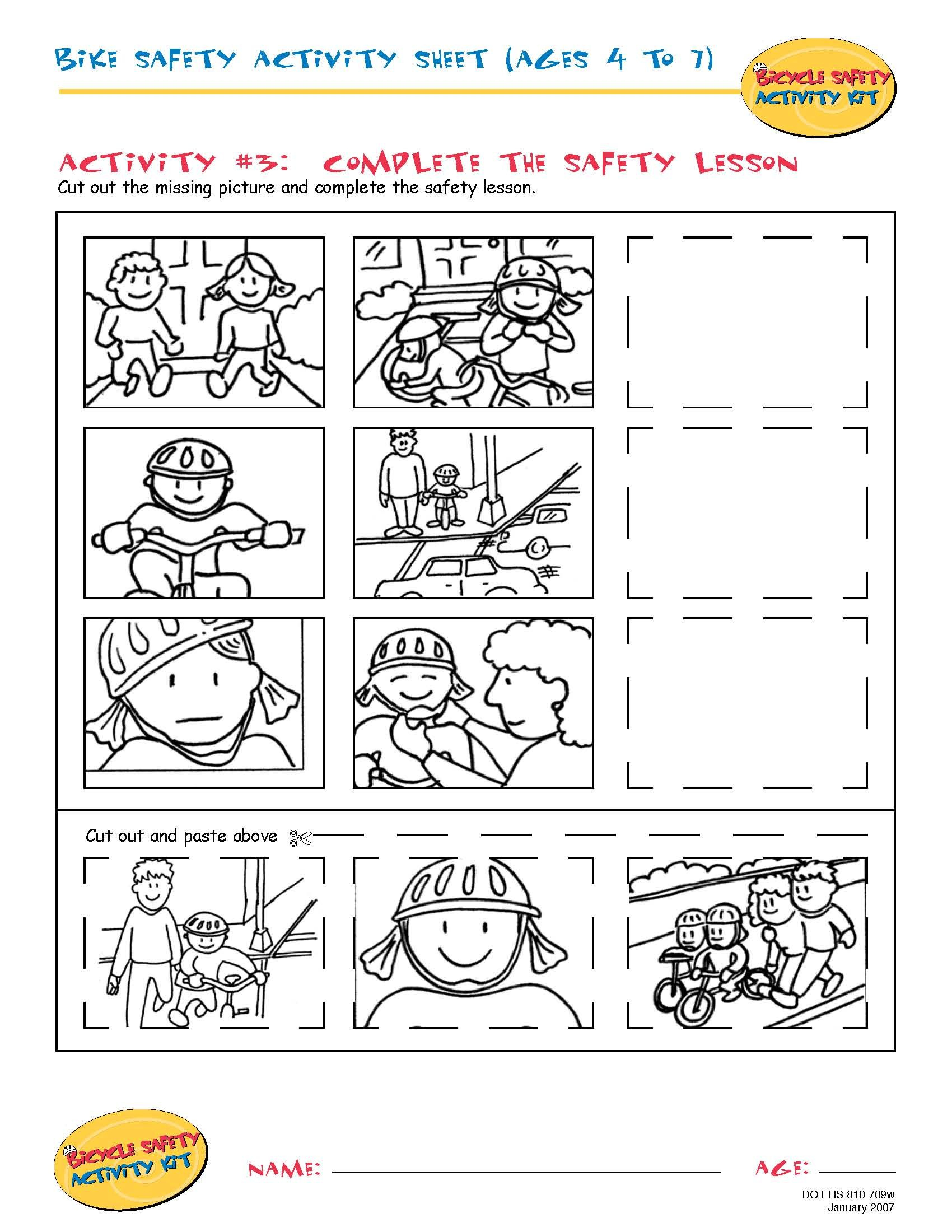 Bike Safety Activity Sheet (Ages 4 To 11) Complete The