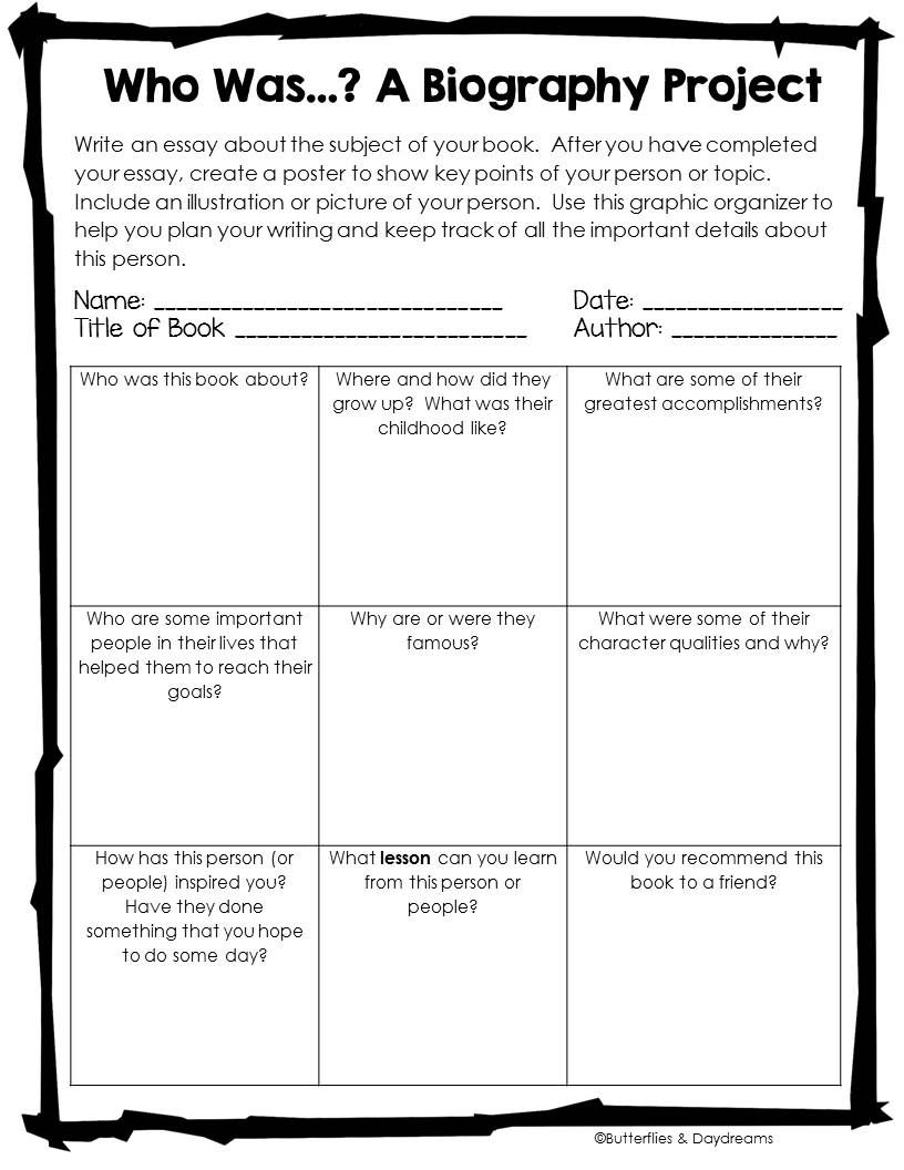 Biography Project {Grades 2-5} | Biography Project, 3Rd