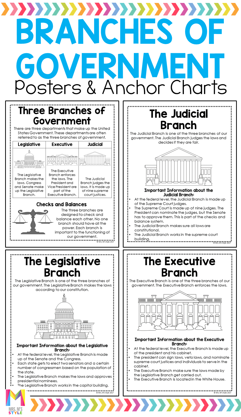 Branches Of Government Posters Interactive Notebooks 