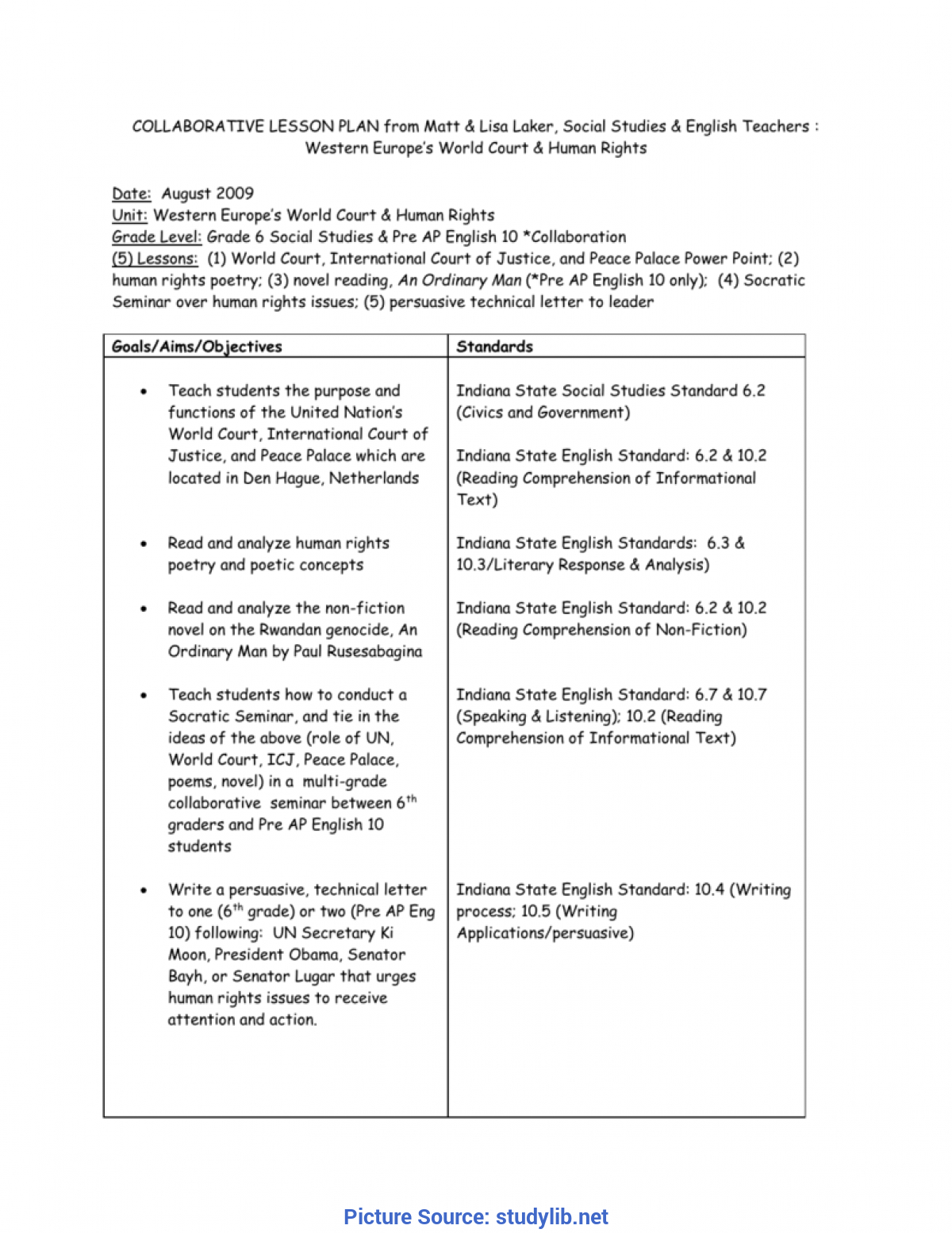 6th Grade English Lesson Plans Lesson Plans Learning