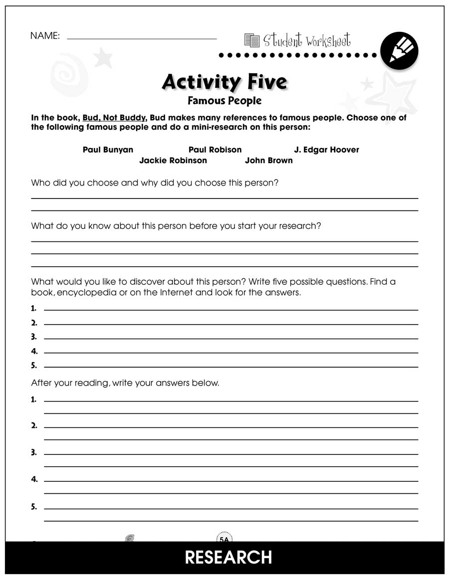 Bud, Not Buddy - Bonus Worksheets - Grades 5 To 6 - Ebook