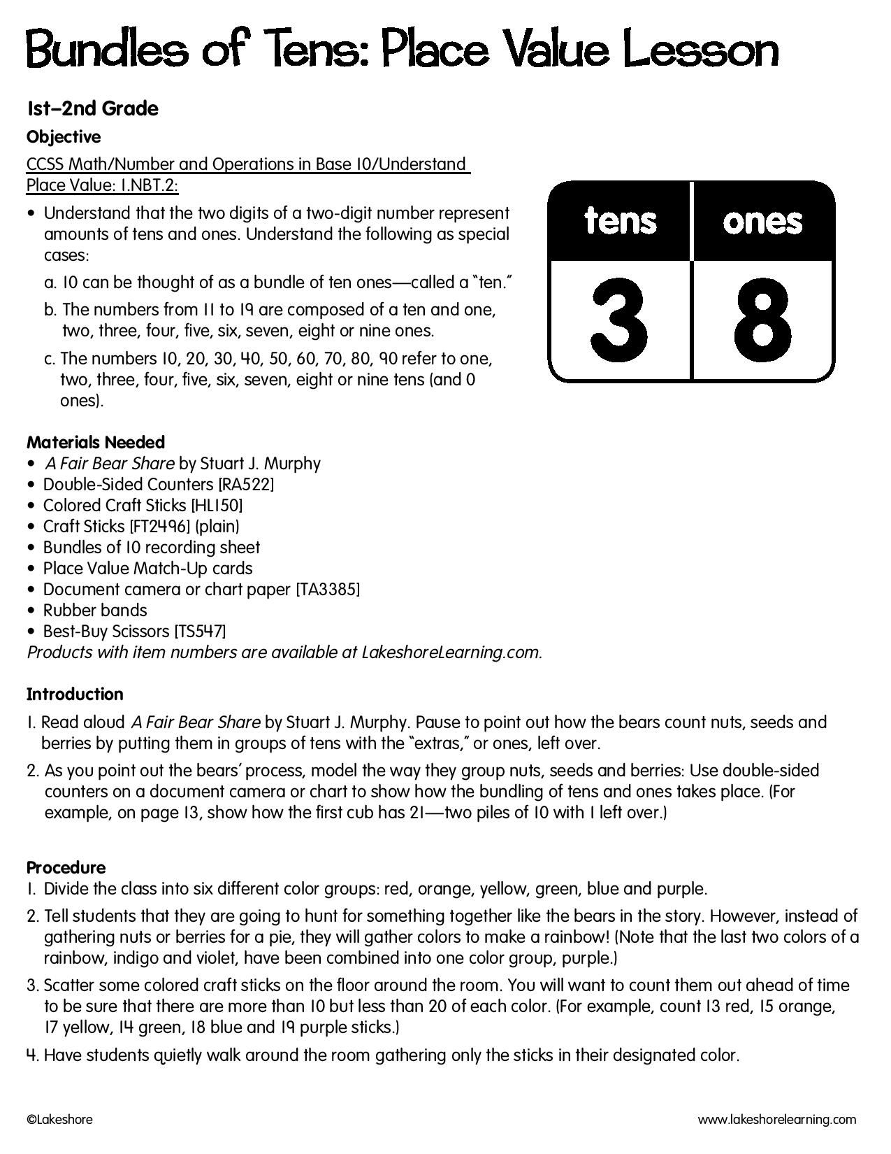 Bundles Of Tens: Place Value Lesson #lessonplan | Free