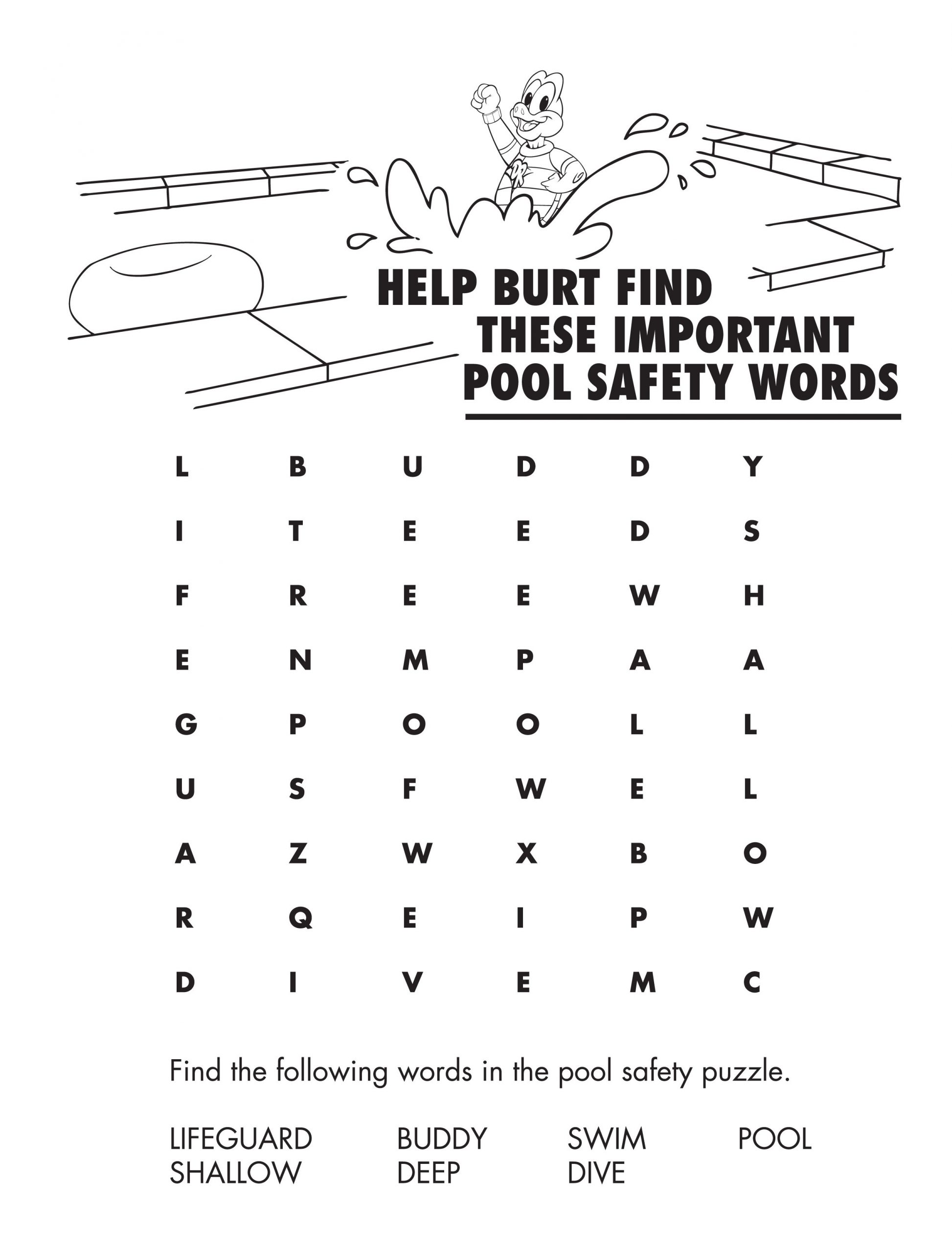 Burt&amp;#039;s Water Safety Word Find #swimming #kidactivities--Fun