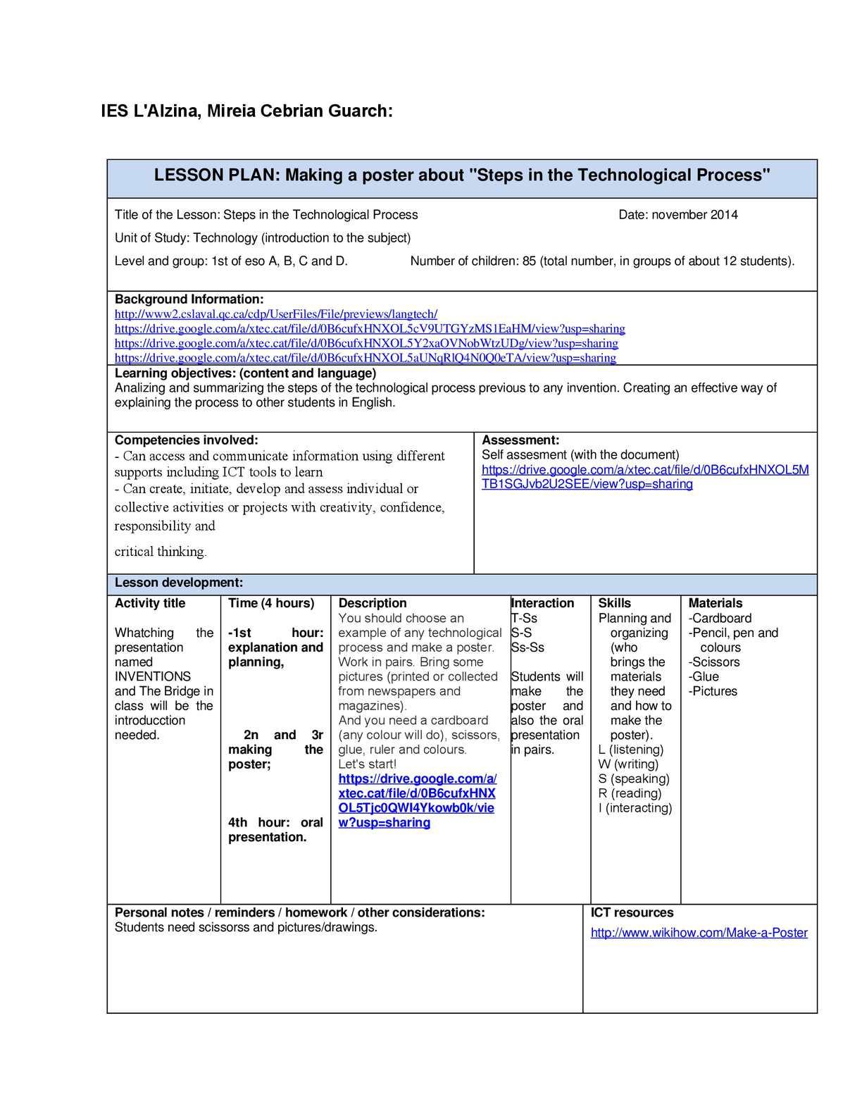 Calaméo - Lesson Plan Making A Poster About Technological