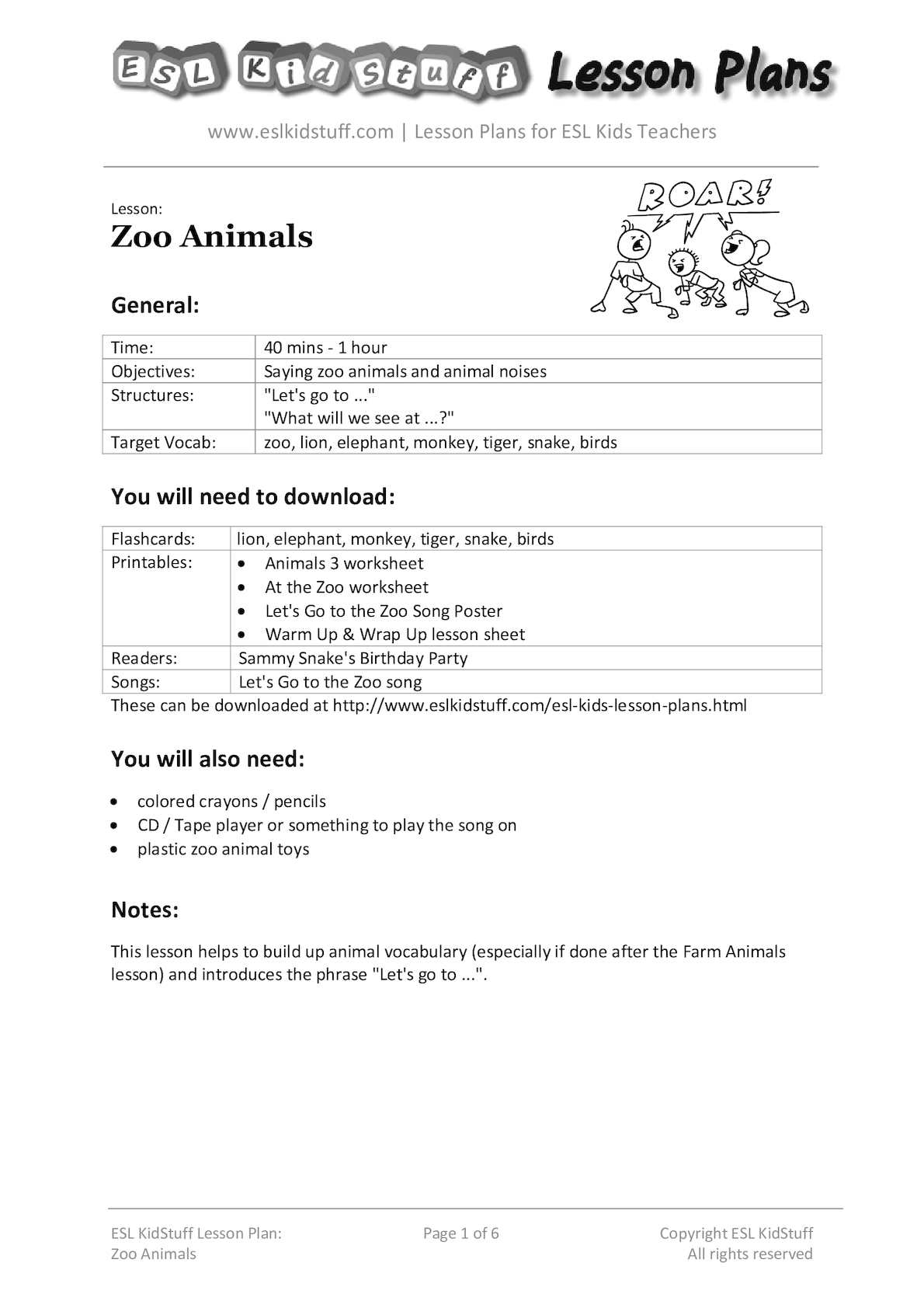 Calaméo - Zoo Animals Lesson Plan