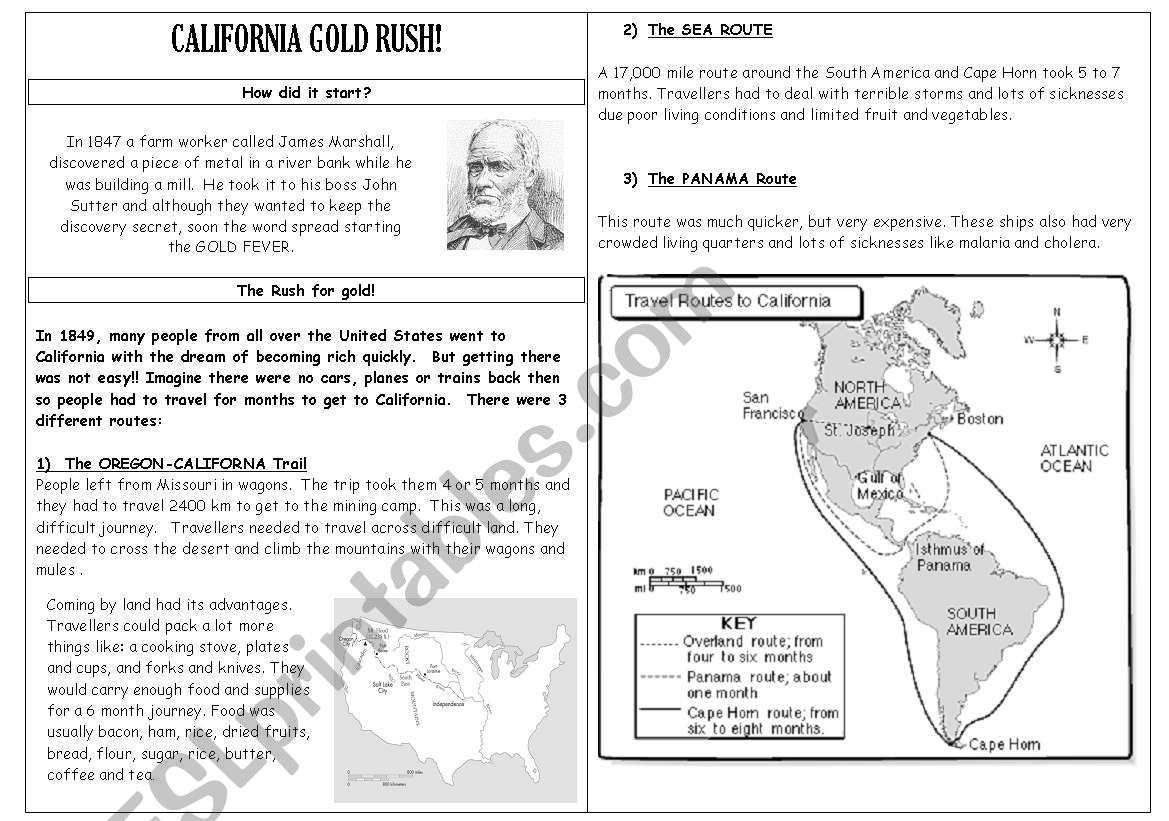 California Gold Rush (Part 1) - Esl Worksheetluz3180