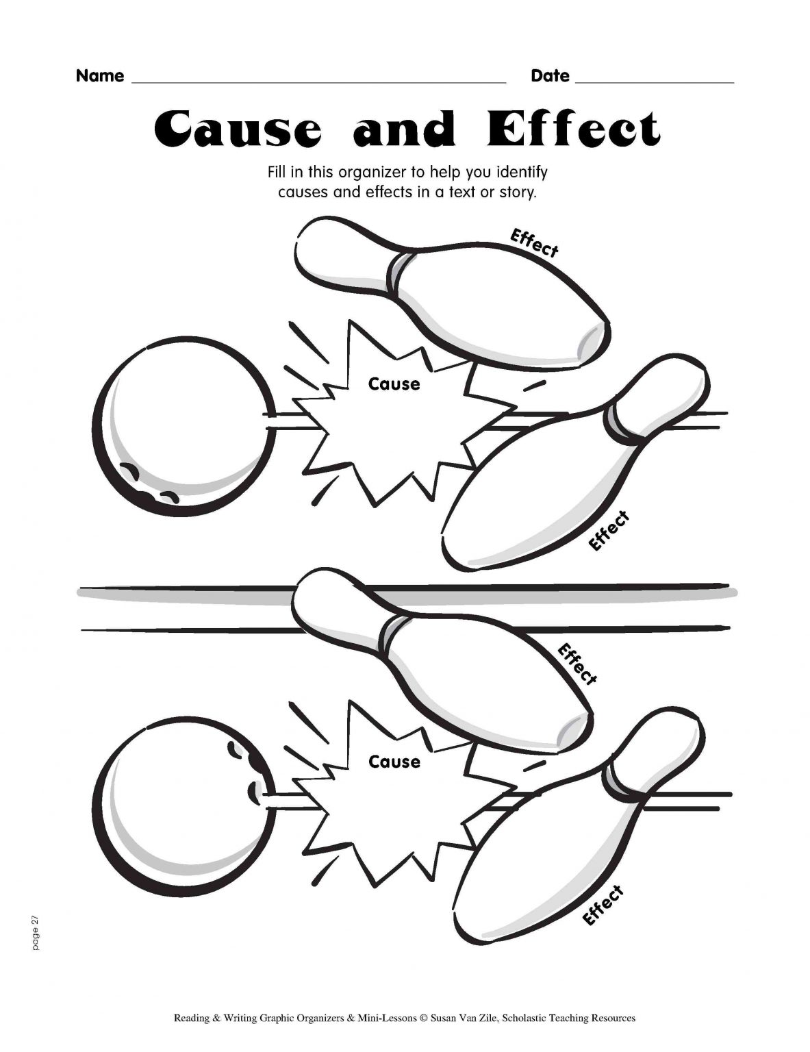 Cause And Effect Bowling Reading Graphic Organizers Lesson Plans