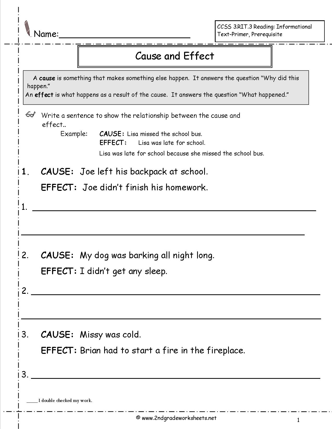 cause and effect writing lesson plan