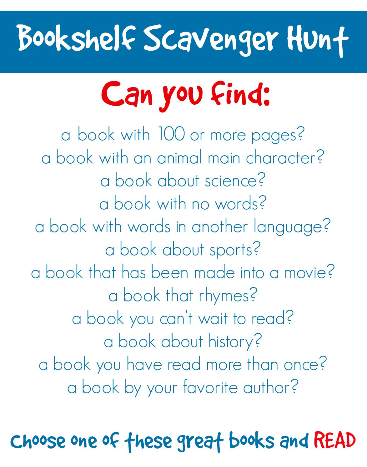 Challenge Kids To A Bookshelf Scavenger Hunt | School