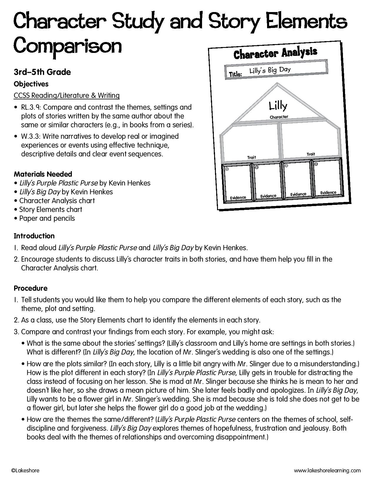 Character Study And Story Elements Comparison #lessonplan